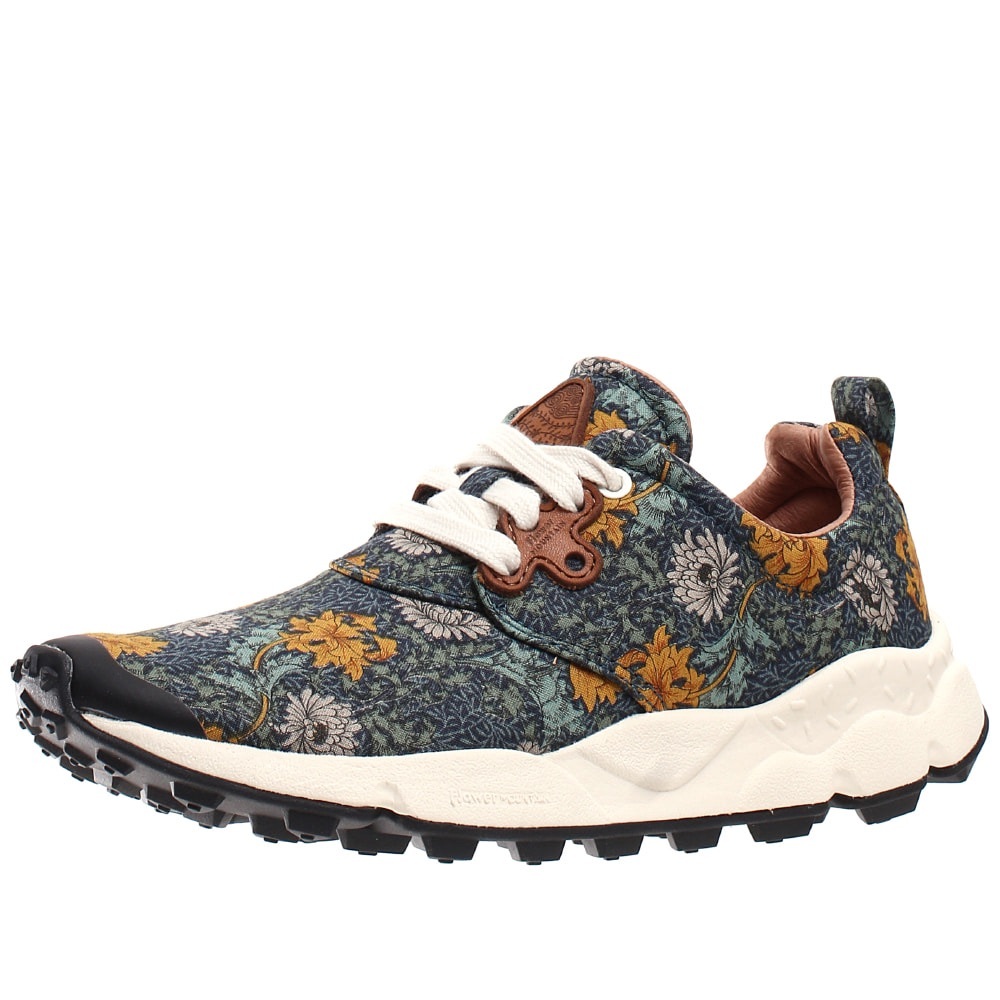 Anthropologie Floral Trail Lace-Up Sneakers in Green, Mustard & Cream
